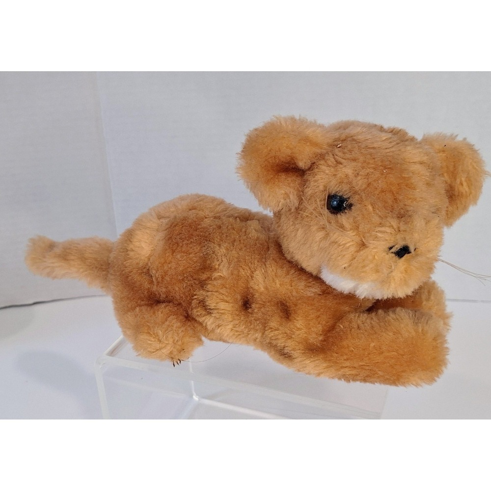 Vintage Dakin 1977 Plush Leopard Lion Cub Korea Nut Shell & Clippings 10 Inch